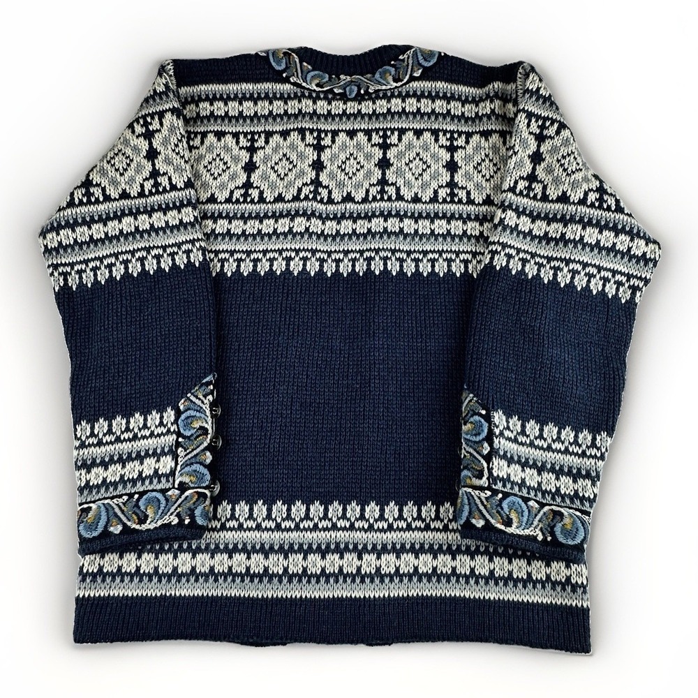 Vintage Siril Norway 100% Wool Cardigan Womens L** Nordic Fair Isle Metal Clasp - Picture 5 of 7